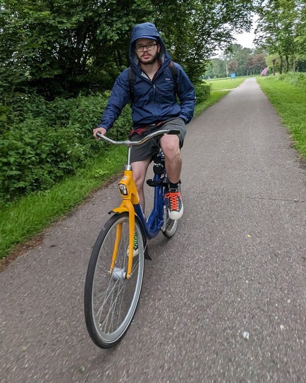 Riding a rented bicycle in Leeuwarden, Netherlands